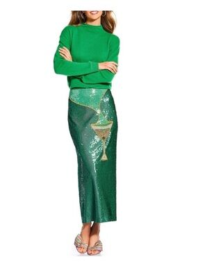 NWT Antonio Melani x The Nat Note Naomi Embellished Martini Sequin Pencil  Skirt